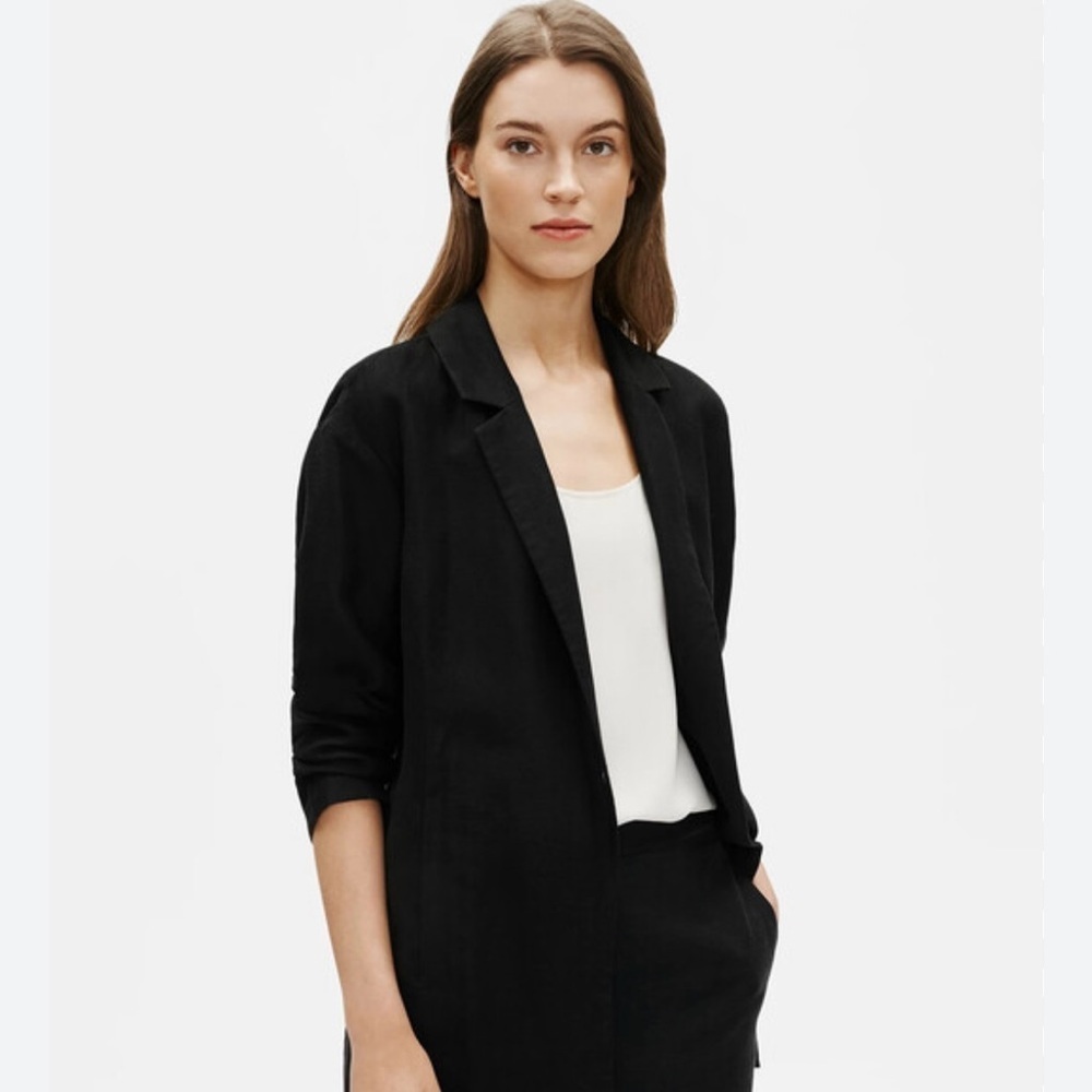 EILEEN FISHER
Wool Crape Jacket Blazer, Black